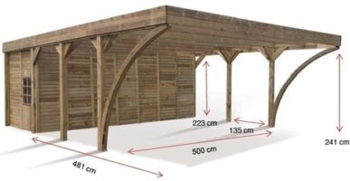 carport bois avec atelier pour 2 véhicules